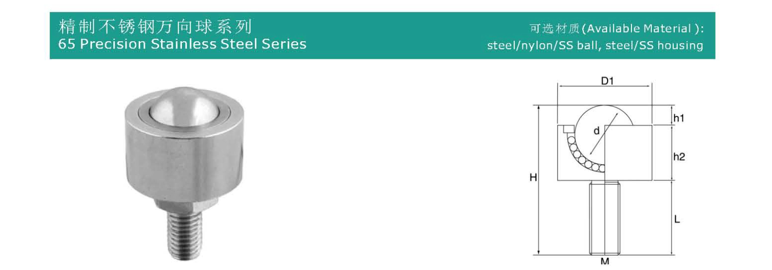 Specifications of 65 series Precision Stainless Steel Ball Transfer Unit 屏幕截图 2025-11-24 125644