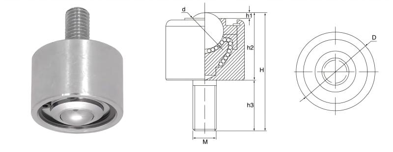 Bolt Thread Mount Heavy Duty Ball Down Ball Transfer Unit Cıvata Dişi Montajlı Ağır Hizmet Bilyalı Aşağı Bilyalı Transfer Ünitesi