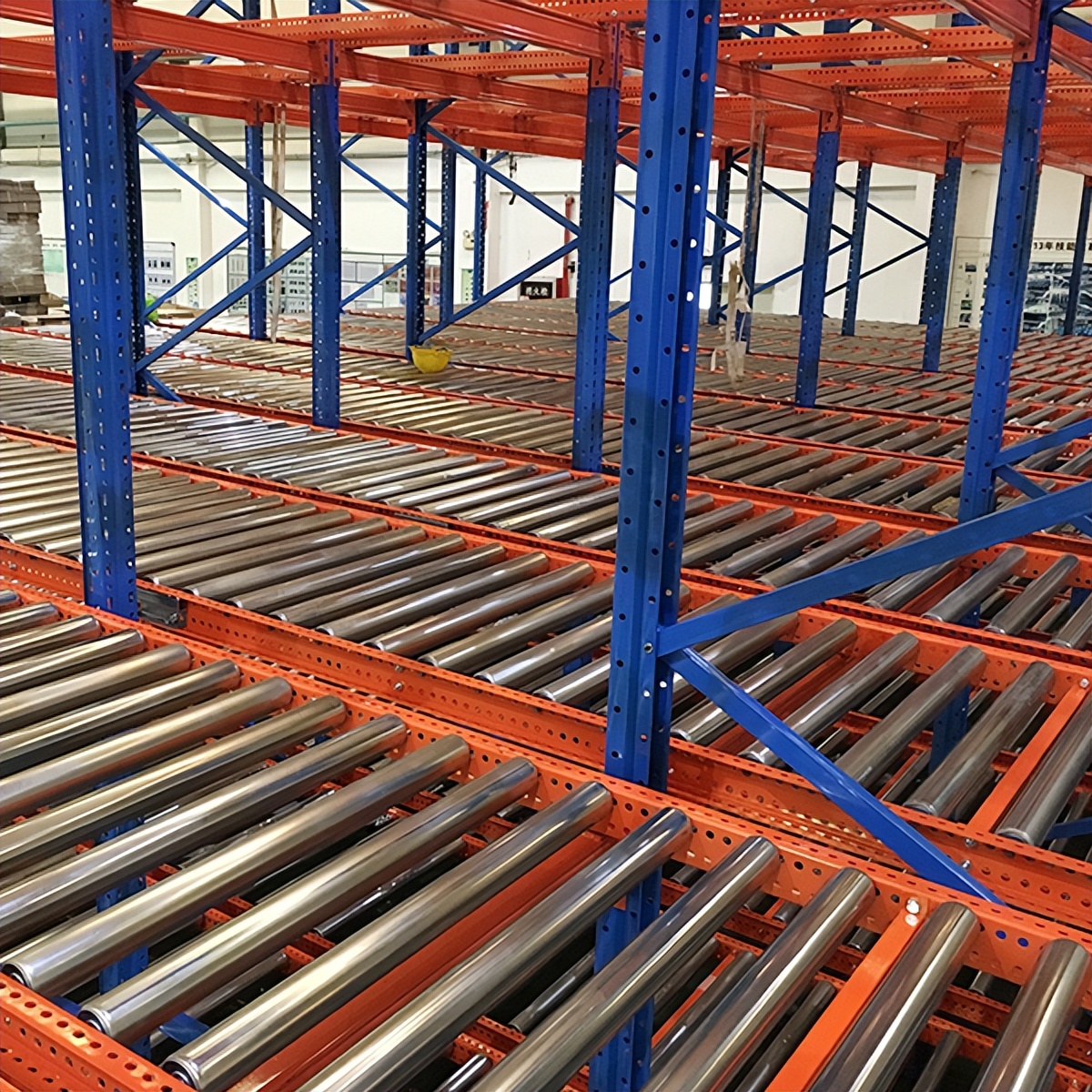pallet flow racking roller conveyor palet akış rafı makaralı konveyör