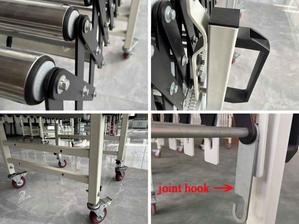 details of flexible expandable gravity roller conveyor esnek genişletilebilir yerçekimiyle makaralı konveyörün detayları