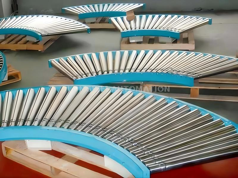 Orta Hizmet O-kayış Tahrikli Kavisli Makaralı Konveyör