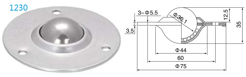 Yuvarlak flanş sabitleme bilyalı transfer &uuml;nitesi