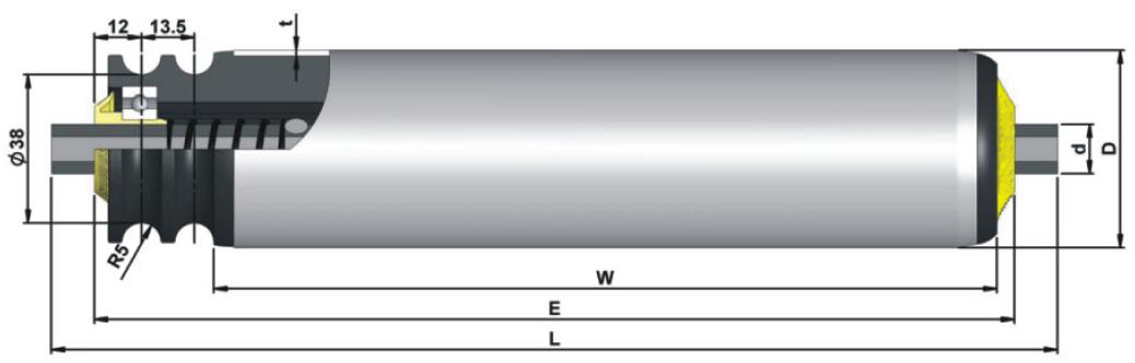 DR260 Galvanizli &Ccedil;elik O-Kayış Tahrikli Kasnak Konvey&ouml;r Rulosu