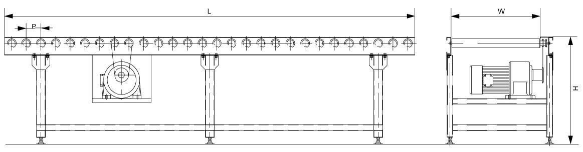 &Ccedil;ift dişli zinciri tahrikli makaralı konvey&ouml;r