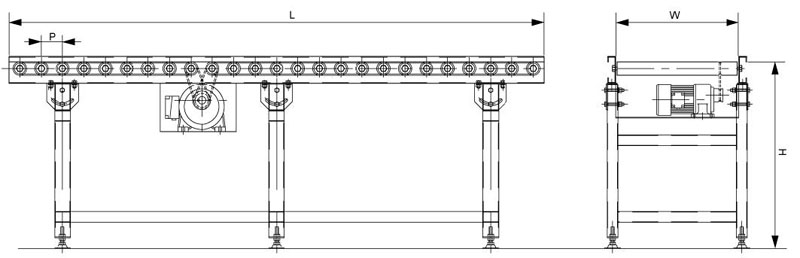O oluklu kayış tahrikli makaralı konvey&ouml;r
