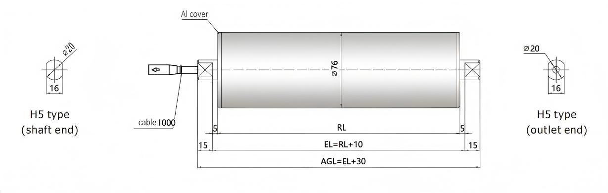 DGBL76 D&uuml;z Motorlu Tahrik Silindir Boyutu