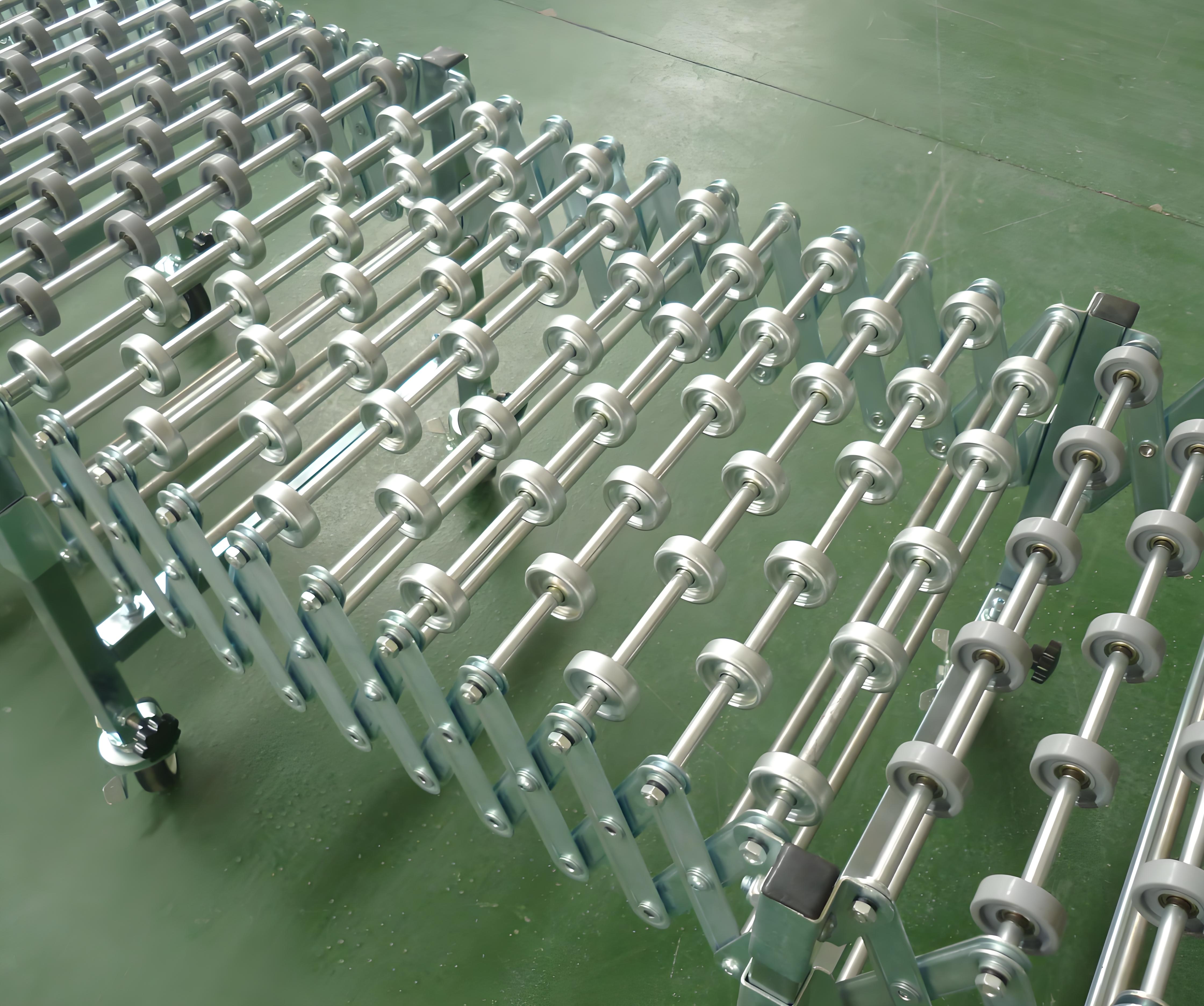 &Ccedil;elik paten tekerleği esnek genişletilebilir konvey&ouml;r